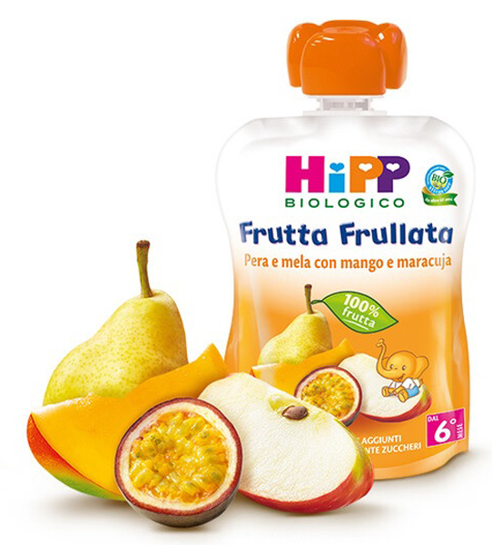 HIPP BIO FRUTTA FRULLATA PERA/MELA CON MANGO E MARACUJA 90 G - farmaidea24.com