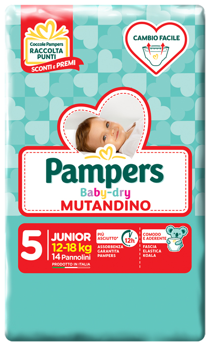 PANNOLINO A MUTANDINA PAMPERS BABY DRY JUNIOR SMALL PACK 14 PEZZI - farmaidea24.com