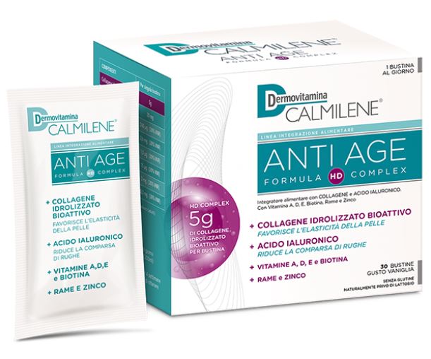 DERMOVITAMINA CALMILENE ANTIAGE IA A BASE DI COLLAGENE E ACIDO IALURONICO POLVERE 30 BUSTINE GUSTO VANIGLIA - farmaidea24.com