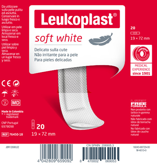 LEUKOPLAST SOFT WHITE 72 X 19 CM 20 PEZZI - farmaidea24.com