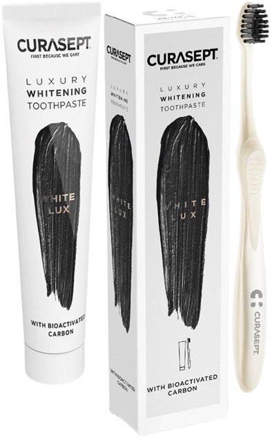 CURASEPT WHITE LUXURY WHITENING DENTIFRICIO 75 ML + SPAZZOLINO - farmaidea24.com