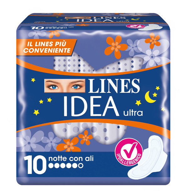 IDEA ULTRA ASSORBENTE NOTTE CON ALI 10 PEZZI - farmaidea24.com