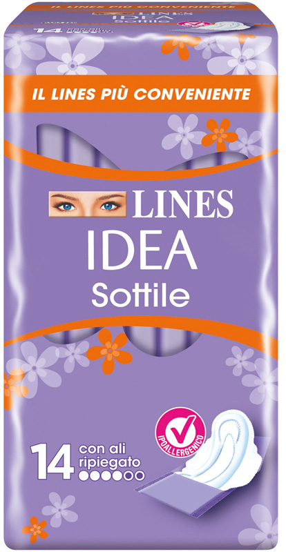LINES IDEA ASSORBENTE SOTTILE RIPIEGATO CON ALI 14 PEZZI - farmaidea24.com