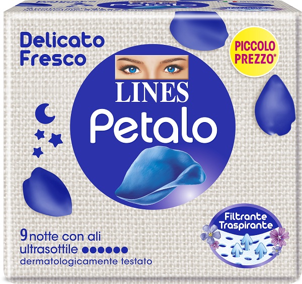 LINES PETALO BLU ASSORBENTE NOTTE 9 PEZZI - farmaidea24.com