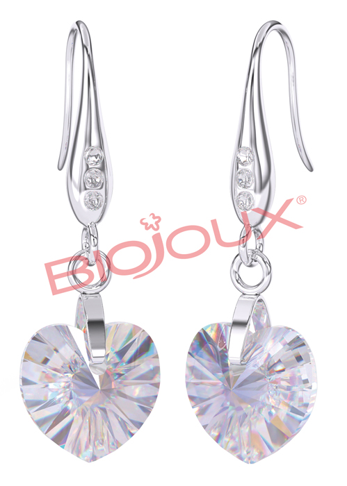 ORECCHINI POST FORATURA CRYSTAL HEART DANGLE BJT989 - farmaidea24.com