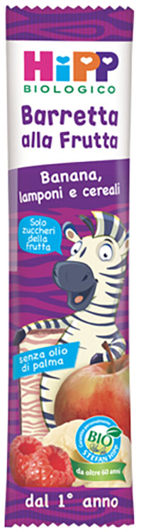 HIPP BIO BARRETTA ALLA FRUTTA BANANA/LAMPONI/CEREALI 23 G - farmaidea24.com