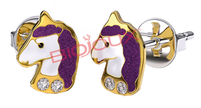ORECCHINO STERILE BJT702 GP VIOLET UNICORN - farmaidea24.com