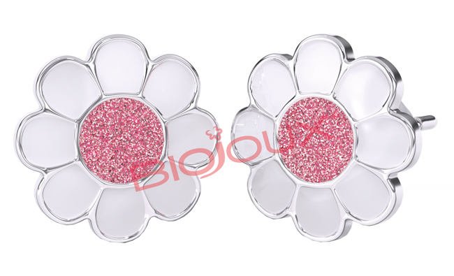 ORECCHINO STERILE BJT713 STS ROSE FLOWER - farmaidea24.com