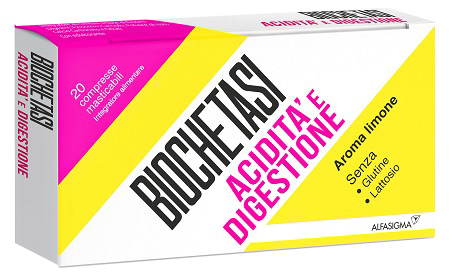 BIOCHETASI ACIDITA' E DIGESTIONE 20 COMPRESSE MASTICABILI AROMA LIMONE - farmaidea24.com