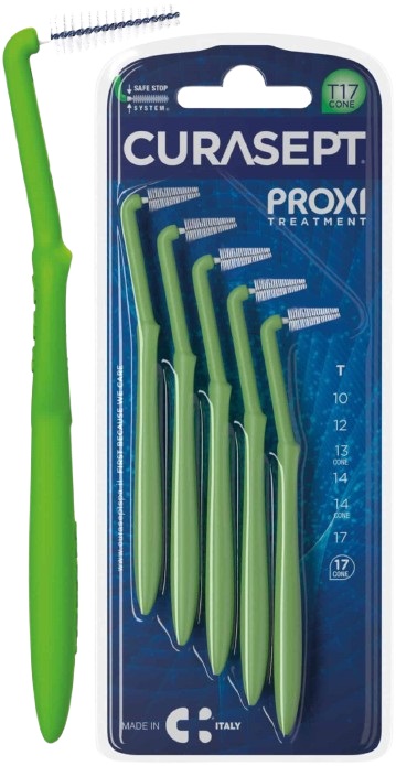 SCOVOLINO CURASEPT PROXI ANGLE MISURA T17 CONICO ISO 5 VERDE DIAMETRO 1,7 MM 5 PEZZI - farmaidea24.com