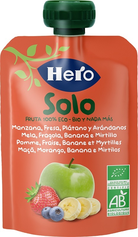 HERO SOLO FRUTTA FRULLATA 100% BIO MELA BANANA FRAGOLA 100 G - farmaidea24.com