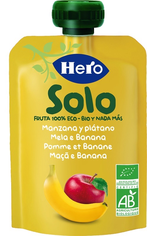 HERO SOLO FRUTTA FRULLATA 100% BIO MELA/BANANA 100 G - farmaidea24.com