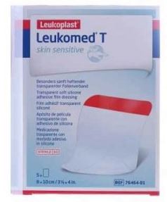 LEUKOMED T PLUS SKIN SENSITIVE MEDICAZIONE POST-OPERATORIA TRASPARENTE MPERMEABILE CON MASSA ADESIVA AL SILICONE 8X10CM 5 PEZZI - farmaidea24.com