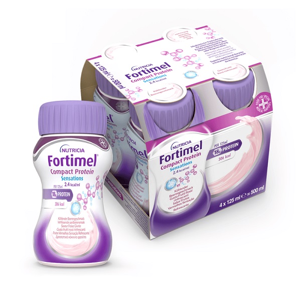 NUTRICIA FORTIMEL COMPACT PROTEIN GUSTO FRUTTI ROSSI RINFRESCANTI 4 BOTTIGLIE DA 125 ML - farmaidea24.com