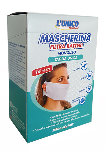 L'UNICO ORIGINALE MASCHERINA IN TESSUTO NON TESSUTO FILTRA BATTERI 14 PEZZI - farmaidea24.com