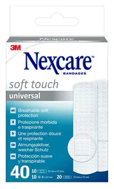 CEROTTO PREPARATO NEXCARE SOFT TOUCH UNIVERSAL 3 MISURE 20 CEROTTI 19X72MM + 10 CEROTTI 25X72MM + 10 CEROTTI TONDI 22,5 MM - farmaidea24.com
