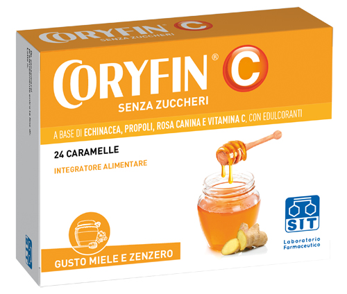 CORYFIN C SENZA ZUCCHERO MIELE ZENZERO 24 CARAMELLE - farmaidea24.com