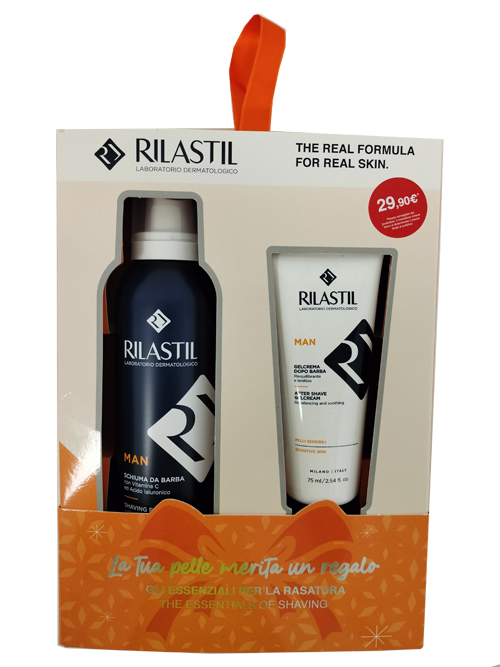 RILASTIL COFANETTO MAN 1 RILASTIL MAN GEL CREMA DOPOBARBA 75 ML + 1 RILASTIL MAN SCHIUMA DA BARBA 200 ML - farmaidea24.com