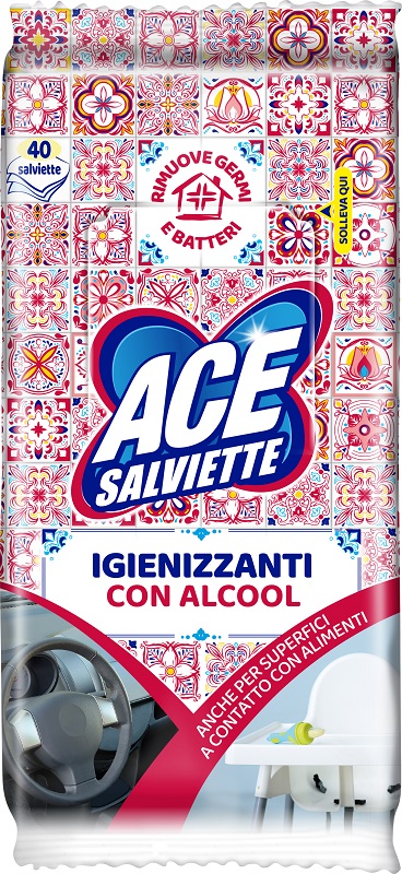 ACE SALVIETTE IGIENIZZANTI ALCOOL 40 PEZZI - farmaidea24.com