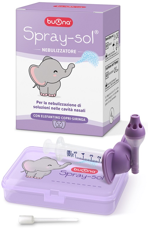 BUONA SPRAY-SOL NEBULIZZATORE SPRAY SOL + AGO CANNULA + SIRINGA LUER LOCK DA 5 ML + ELEFANTINO COPRI-SIRINGA + CONTENITORE - farmaidea24.com