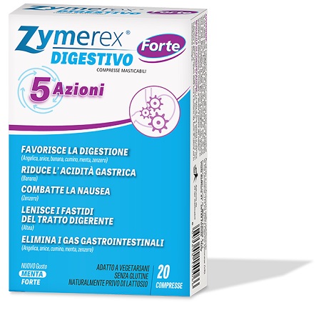 ZYMEREX DIGESTIVO FORTE 5 AZIONI 20 COMPRESSE MASTICABILI - farmaidea24.com