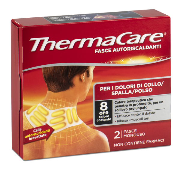 FASCE AUTORISCALDANTI A CALORE TERAPEUTICO THERMACARE COLLO/SPALLA/POLSO 2 PEZZI - farmaidea24.com
