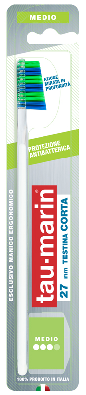TAUMARIN PROFESSIONAL SPAZZOLINO 27 MEDIO TESTINA CORTA PROTEZIONE ANTIBATTERICA - farmaidea24.com