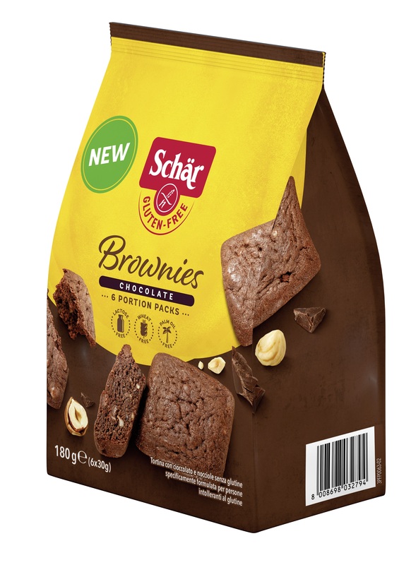 SCHAR BROWNIES CHOCOLATE TORTINA CON CIOCCOLATO E NOCCIOLE 6 MONOPORZIONI DA 30 G - farmaidea24.com