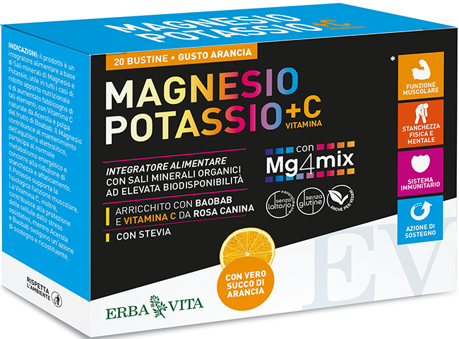 MAGNESIO POTASSIO +C VITAMINA GUSTO ARANCIA 20 BUSTINE DA 3,8 G - farmaidea24.com