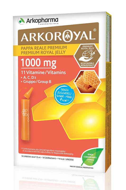 ARKOROYAL PAPPA REALE 1000 MG + VITAMINE SENZA ZUCCHERO 10 FIALE - farmaidea24.com