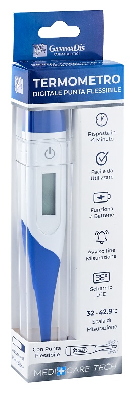 TERMOMETRO DIGITALE PUNTA FLESSIBILE CON CUSTODIA PROTETTIVA MEDICARE - farmaidea24.com
