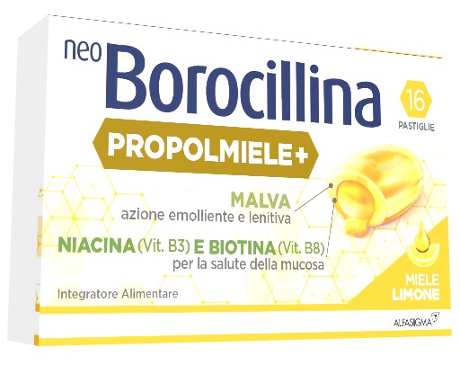NEOBOROCILLINA PROPOLMIELE+ MIELE/LIMONE 16 PASTIGLIE - farmaidea24.com