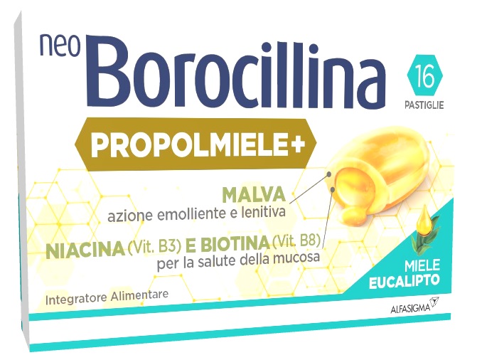NEOBOROCILLINA PROPOLMIELE+ MIELE/EUCALIPTO 16 PASTIGLIE - farmaidea24.com