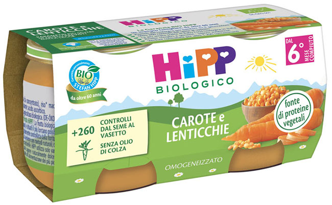 HIPP BIO OMOGENEIZZATO CAROTE/LENTICCHIE 2X80 G - farmaidea24.com