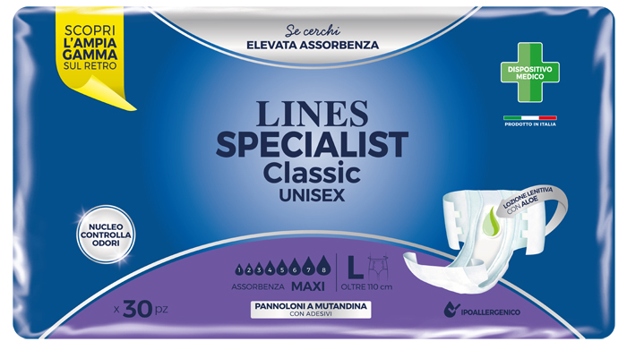 LINES SPECIALIST CLASSIC PANNOLONE MUTANDA MAXI LARGE 30 PEZZI - farmaidea24.com