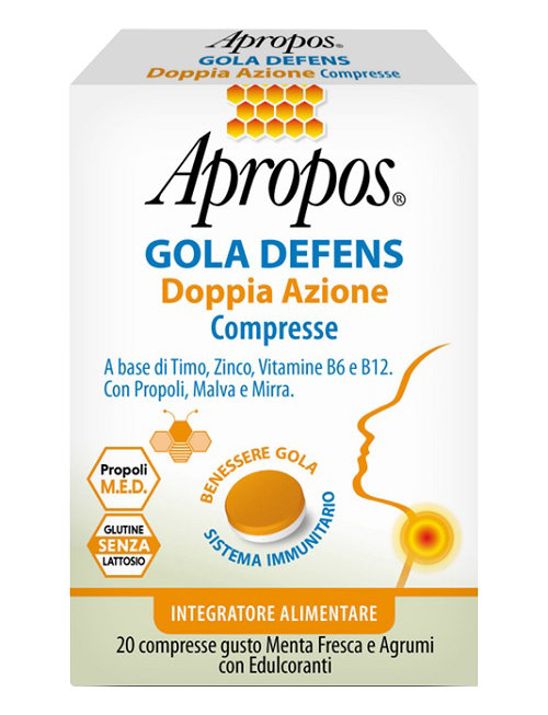 APROPOS GOLA DEFENS DOPPIA AZIONE 20 COMPRESSE - farmaidea24.com