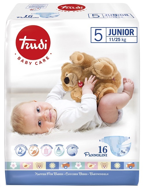 TRUDI BABY CARE PANNOLINO BAMBINI JUNIOR 11/25 KG 16 PEZZI - farmaidea24.com