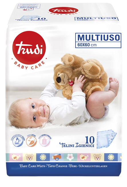 TRUDI BABY CARE TELINI MULTIUSO 60X60 CM 10 PEZZI - farmaidea24.com