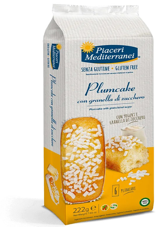 PIACERI MEDITERRANEI PLUMCAKE GRANELLA ZUCCHERO 6 PEZZI 37 G - farmaidea24.com