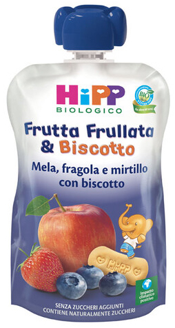HIPP BIO FRUTTA FRULL&BISCOTTO MELA FRAGOLA MIRTILLO BISCOTTO 90 G - farmaidea24.com