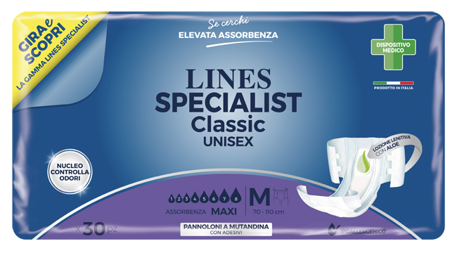 PANNOLONE A MUTANDINA LINES SPECIALIST CLASSIC MAXI MISURA MEDIA 30 PEZZI - farmaidea24.com