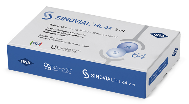 SIRINGA INTRA-ARTICOLARE SINOVIAL HL 64 ACIDO IALURONICO SALE SODICO 3,2% 32MG H-HA + 32MG H-LA/2ML 2 ML - farmaidea24.com