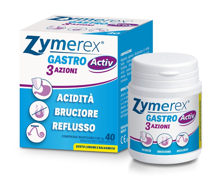 ZYMEREX GASTRO ACTIV 3 AZIONI 40 COMPRESSE MASTICABILI - farmaidea24.com