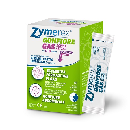 ZYMEREX GONFIORE GAS DOPPIA AZIONE CON S+E COMPLEX 20 BUSTINE MONODOSE DA 2 G - farmaidea24.com