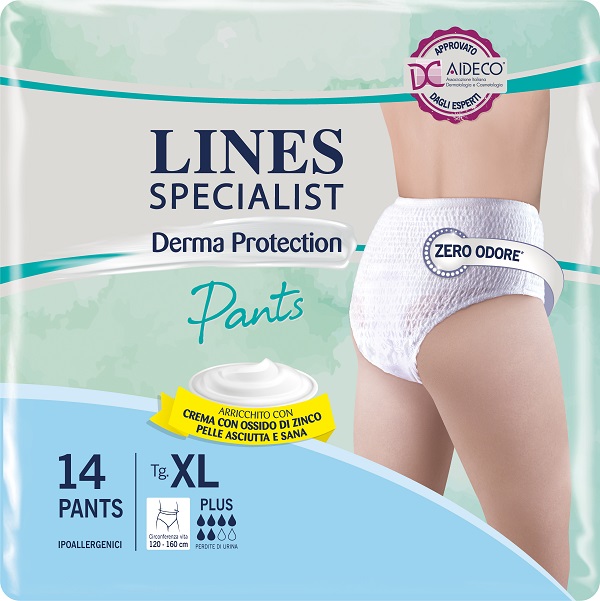 PANNOLONE PER INCONTINENZA LINES SPECIALIST DERMA PANTS PLUS XL 14 PEZZI - farmaidea24.com