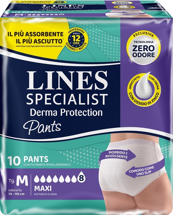 PANNOLONE PER INCONTINENZA LINES SPECIALIST DERMA PANTS MAXI M 10 PEZZI - farmaidea24.com