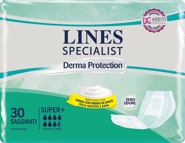 PANNOLONE PER INCONTINENZA LINES SPECIALIST DERMA SAGOMATO SUPER+ 30 PEZZI - farmaidea24.com