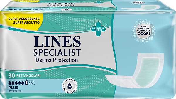 PANNOLONE PER INCONTINENZA LINES SPECIALIST DERMA RETTANGOLARE 30 PEZZI - farmaidea24.com