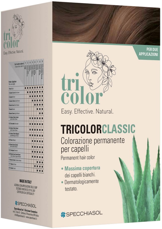 TRICOLOR CLASSIC 5 CASTANO CAFFE' 2 TUBI 50 ML + 2 SHAKER 50 ML + 4 BUSTINE 8 ML - farmaidea24.com
