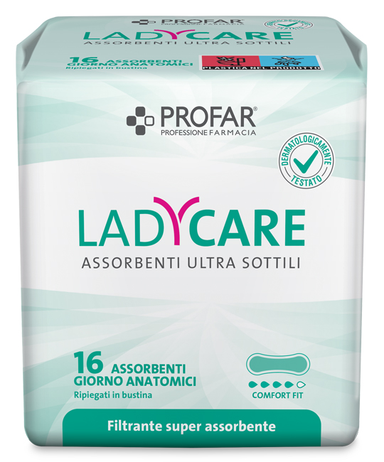 LADYCARE ASSORBENTI GIORNO ANATOMICI 16 PEZZI PROFAR - farmaidea24.com